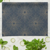 Art Deco Alabere | Midnightblauer Sternenexplosion Geschirrtuch (Gefaltet)
