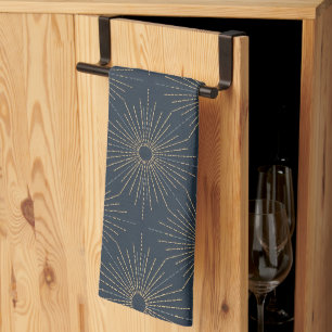 Art Deco Alabere   Midnightblauer Sternenexplosion Geschirrtuch