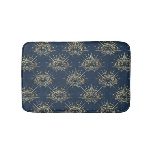Art Deco Alabere | Mitternachtsblaue Kronenbögen Badematte (Vorderseite)