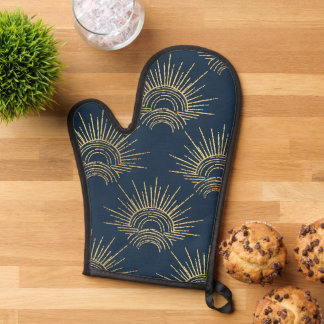 Art Deco Alabere | Mitternachtsblaue Kronenbögen Ofenhandschuh