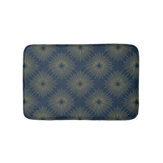 Art Deco Alabere | Mitternachtsblaues Medaillon Badematte (Vorderseite)