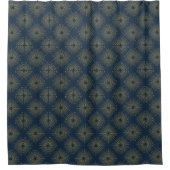 Art Deco Alabere | Mitternachtsblaues Medaillon Duschvorhang (Vorderseite)