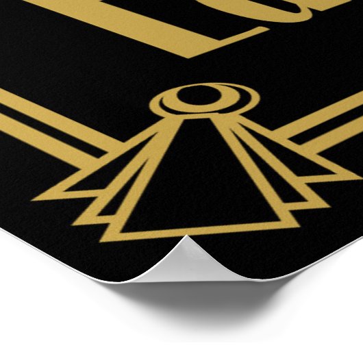 Art Deco Alkohol Bar Print Gold und Schwarz Poster (Ecke)