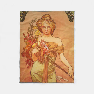 Art Deco, Alphonse Mucha, Vintage-Kunst Fleecedecke