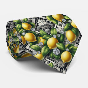 Art Deco Amalfi Zitrone Schwarz und Weiß Diamanten Krawatte