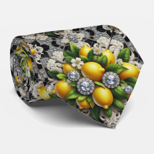 Art Deco Amalfi Zitrone Schwarz und Weiß Diamanten Krawatte