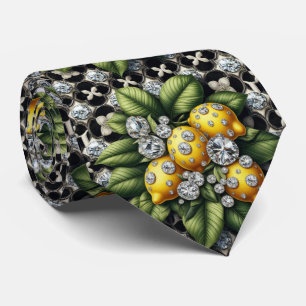 Art Deco Amalfi Zitrone Schwarz und Weiß Diamanten Krawatte