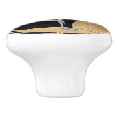 Art Deco American Avocet Bird Schwarz-weiß Gold Keramikknauf (Seitenansicht)