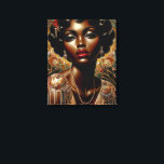 Art Deco American Portrait Leinwanddruck<br><div class="desc">Diese Leinwand ist mit einem digitalen Kunstwerk einer eleganten afroamerikanischen Frau ausgestattet, die in luxuriöser Art-Déco-Mode aus den 1920er Jahren gestaltet wurde. Ihr auffälliges Aussehen wird durch kühn glänzende rote Lippen, dramatische Augenschminken mit glänzenden metallischen Akzenten und perfekt kurze, Vintage Stile unterstrichen. Sie trägt einen exquisiten Schmuck, darunter zarte Perlen-...</div>