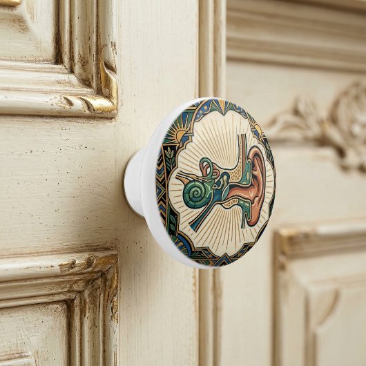 Art Deco Anatomical Ear Laryngology  Keramikknauf