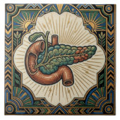 Art Deco Anatomical Pancreas Diabetes  Fliese (Vorderseite)
