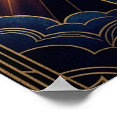 Art Deco Angelic Feather Tree Gold & Midnight Post Poster (Ecke)