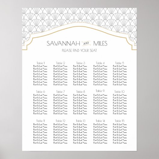 Art Deco Anpassbare Seekarte Poster (Vorne)