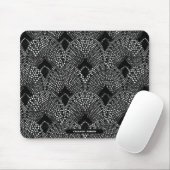 Art Deco Anthrazit Retro Pfauenmuster Mousepad (Mit Mouse)