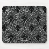 Art Deco Anthrazit Retro Pfauenmuster Mousepad (Vorne)