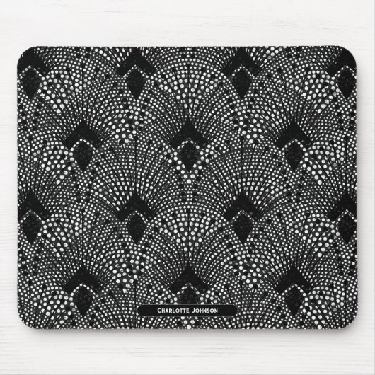 Art Deco Antracite Retro Peacock Muster Mousepad (Vorne)