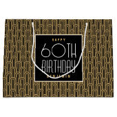 Art Deco Any Age Birthday Name Black Gold Elegant Große Geschenktüte (Vorderseite)