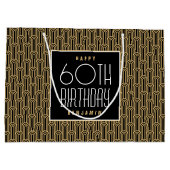 Art Deco Any Age Birthday Name Black Gold Elegant Große Geschenktüte (Rückseite)