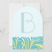 Art Deco Aqua Citrus Gelber Swirl Einladung (Rückseite)