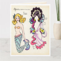 Art Deco Aqua Meerjungfrau Papierpuppe viktorianis