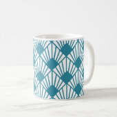 Art Deco Aquamarin Fans Kaffeetasse (VorderseiteRechts)