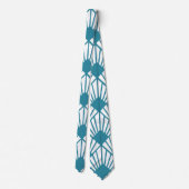 Art Deco Aquamarin Fans Krawatte (Rückseite)
