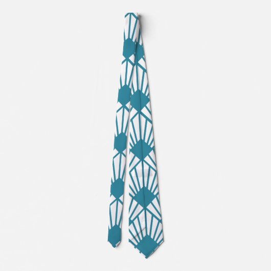 Art Deco Aquamarin Fans Krawatte (Rückseite)