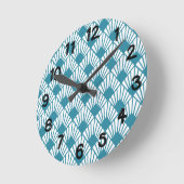 Art Deco Aquamarin Fans Runde Wanduhr (Winkel)