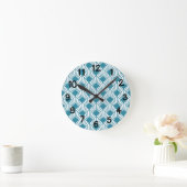 Art Deco Aquamarin Fans Runde Wanduhr (Zuhause)