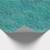 Art Deco Aquamarin & Gold Deco Tissue Paper Geschenkpapier (Ecke)