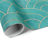 Art Deco Aquamarin & Gold Deco Tissue Paper Geschenkpapier (Rolleneckpunkt)