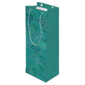 Art Deco Aquamarin & Gold Geschenktüte Für Weinflaschen (Rückseite Schrägansicht)