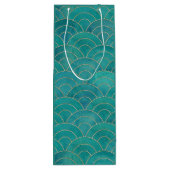Art Deco Aquamarin & Gold Geschenktüte Für Weinflaschen (Rückseite)