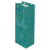 Art Deco Aquamarin & Gold Geschenktüte Für Weinflaschen (Vorderseite Schrägansicht)