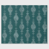 Art Deco Aquamarin Silver Floral Geschenkpapier (Flach)