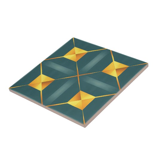 Art Deco Aquamarin Square Tile Fliese (Seite)