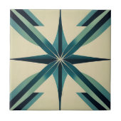 Art Deco Aquamarin Star Fliese (Vorderseite)
