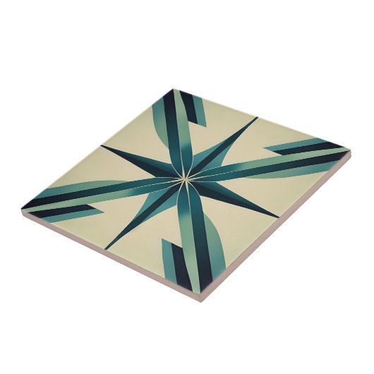 Art Deco Aquamarin Star Fliese (Seite)
