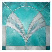 Art Deco Aquamarine & Pearl Fliese (Vorderseite)