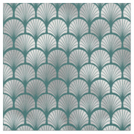 Art Deco Aquamarine Silberfische Fische Stoff