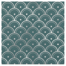 Art Deco Aquamarine Silver Scales Punkte Stoff