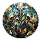 Art Deco Aquamarines Gold Rost Keramikknauf (Vorderseite)