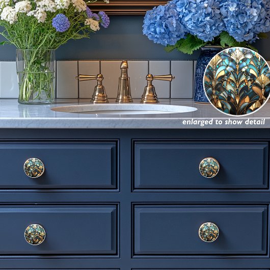 Art Deco Aquamarines Gold Rost Keramikknauf