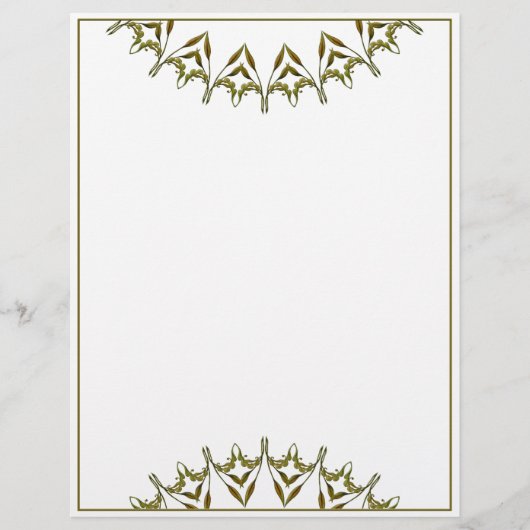 Art Deco Aquarell-Blätter Briefbogen (Vorderseite)