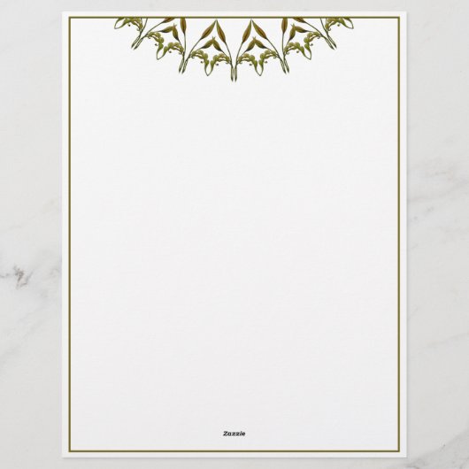 Art Deco Aquarell-Blätter Briefbogen (Rückseite)