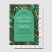 Art Deco Arch Dark Emerald Green Wedding Pergament Einladungen (Versetzt (Einladung))