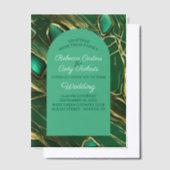 Art Deco Arch Dark Emerald Green Wedding Pergament Einladungen (Versetzt)