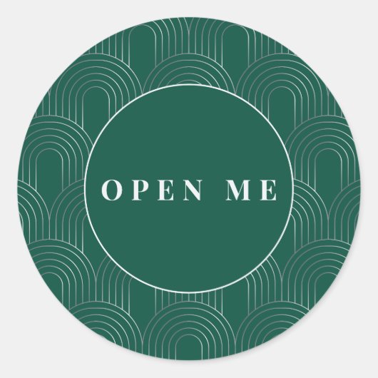 Art Deco Arches | Elegant "Open Me" Runder Aufkleber (Vorderseite)