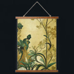 Art Deco Art Chinoiserie Botanicale Wandteppich Mit Holzrahmen<br><div class="desc">Diese Chinoiserie schafft ein dramatisches Ambiente mit einer zarten, aber kühlen Kombination aus gedämpften Golden, dunklen Evergreens und schwarz. Geben Sie ihm den Rampenlicht und die Aufmerksamkeit, die es verdient! Dieses hübsche Chinoiserie-Stück im Art Deko Stil wird in Ihrem Haus oder der Zuhause eines besonderen Menschen wunderbar aussehen. Ideal für...</div>