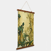 Art Deco Art Chinoiserie Botanicale Wandteppich Mit Holzrahmen (Gewinkelt)